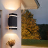 Modern Square LED Up and Down Outdoor Wall Sconce Waterproof Aluminum Porch Light Black