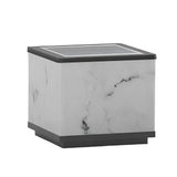 Modern Square Marbled LED Solar Powered Fence Post Light Waterproof Outdoor Pillar Lantern