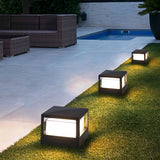 Modern Square Outdoor LED Pier Mount Post Light with Dual Layer Shade for Courtyards