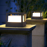 Modern Square Outdoor LED Pier Mount Post Light with Dual Layer Shade for Courtyards