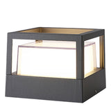 Modern Square Outdoor LED Pier Mount Post Light with Dual Layer Shade for Courtyards