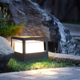 Modern Square Outdoor LED Pier Mount Post Light with Dual Layer Shade for Courtyards