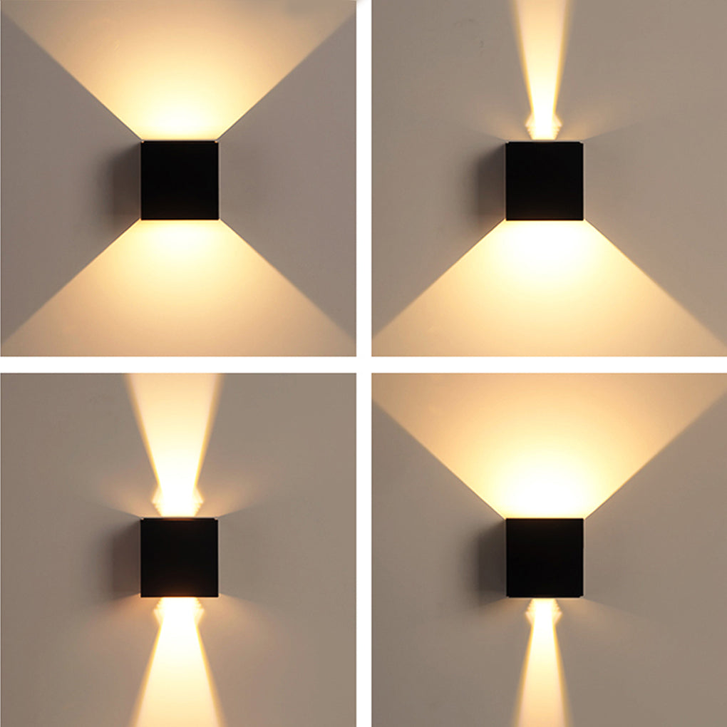 Modern Square Outdoor Wall Sconce Adjustable Beam Angle Waterproof Exterior Up and Down LED Lighting