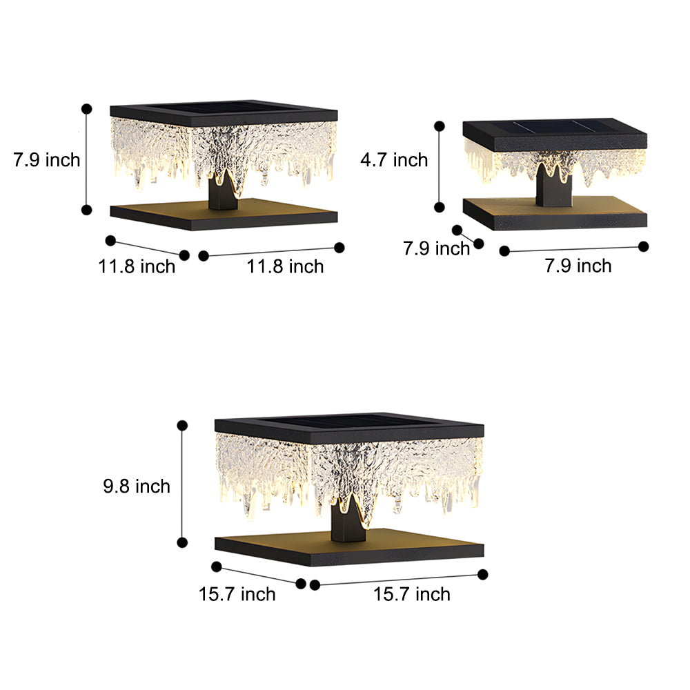 Modern Square Solar Fence Post Light Waterproof Black LED Outdoor Column Cap Lamp for Garden