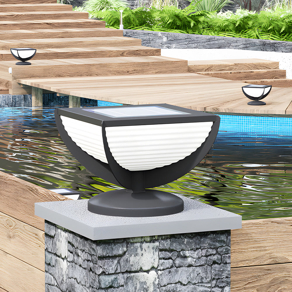 Modern Square Solar Pillar Light Outdoor Waterproof Post Lamp for Garden Fence and Column Lighting
