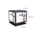 Modern Square Solar Pillar Light Waterproof Outdoor Post Lamp with Bamboo Design Acrylic Shade