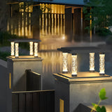 Modern Square Solar Post Cap Lights Outdoor Waterproof LED Bubble Glass Pillar Lantern for Garden Fence