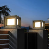 Modern Square Solar Post Cap Lights Waterproof LED Outdoor Garden Fence Deck Lighting Black