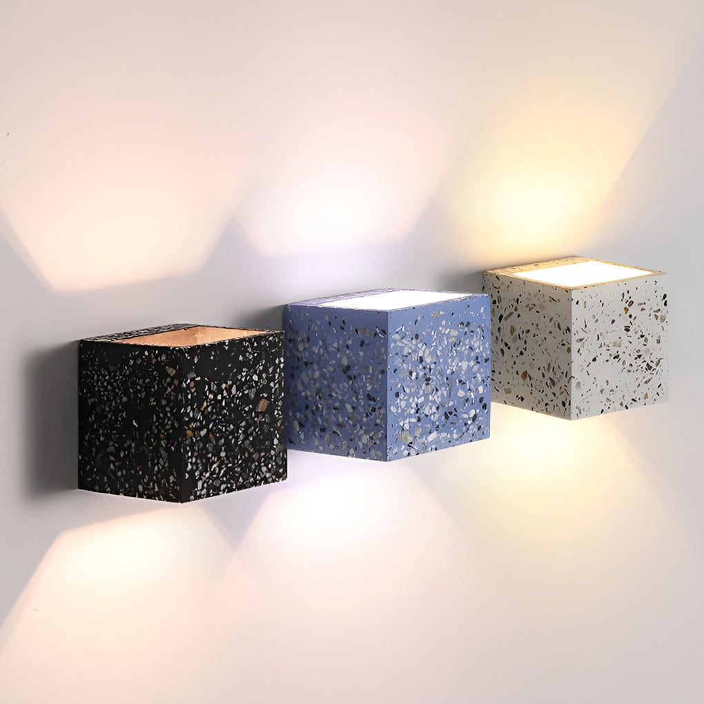 Modern Square Terrazzo Up and Down Wall Sconce Nordic Industrial Indoor Light