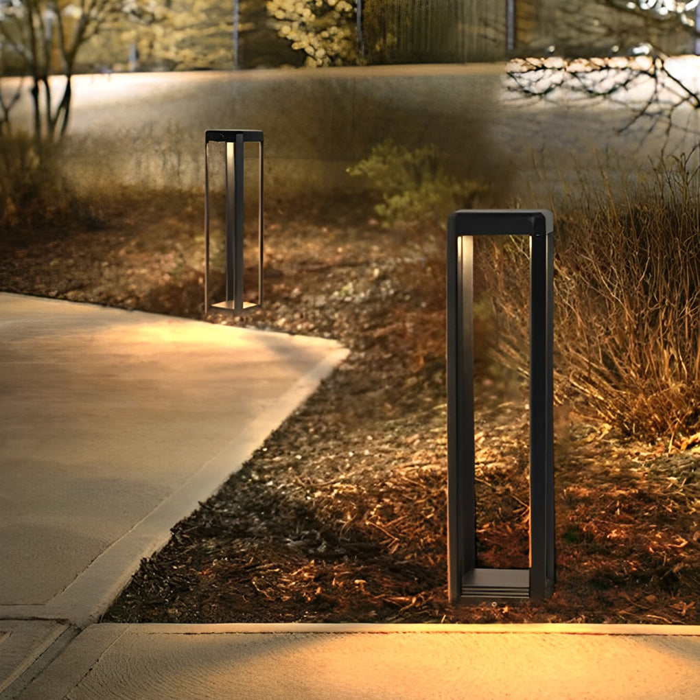Modern Square Waterproof LED Outdoor Pathway Light for Garden Landscape in Black Finish