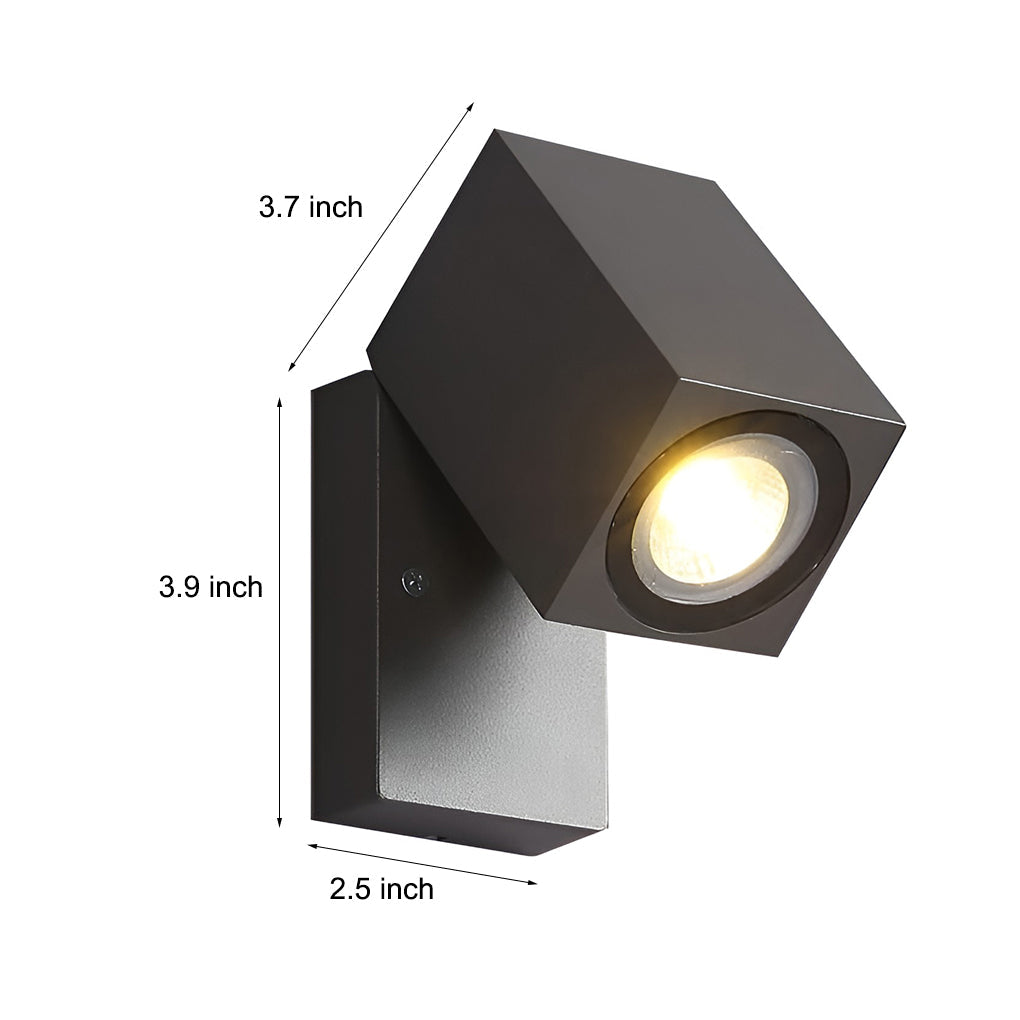 Modern Square Waterproof Motion Sensor LED Wall Sconce Adjustable Aluminum Porch Light