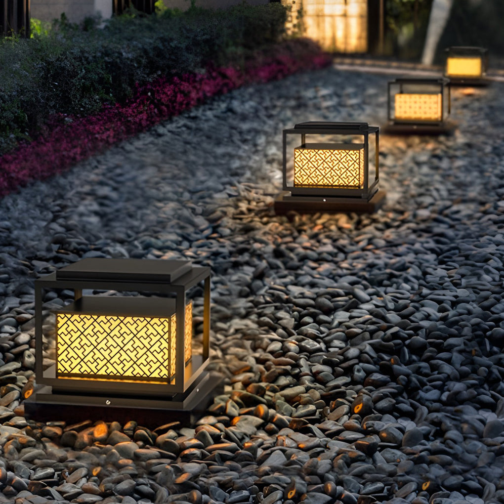 Modern Square Waterproof Outdoor Fence Post Light Stainless Steel Pillar Lantern for Garden and Yard