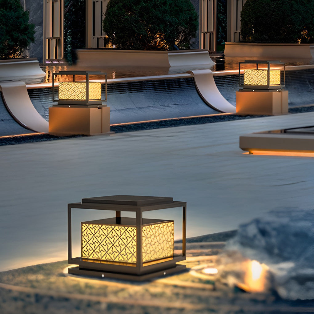 Modern Square Waterproof Outdoor Fence Post Light Stainless Steel Pillar Lantern for Garden and Yard
