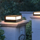 Modern Square Waterproof Outdoor Post Lights Black Aluminum Solar and Hardwired Fence Column Lighting