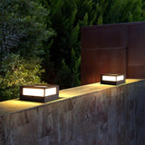 Modern Square Waterproof Outdoor Post Lights Black Aluminum Solar and Hardwired Fence Column Lighting