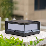 Modern Square Waterproof Outdoor Post Lights Black Aluminum Solar and Hardwired Fence Column Lighting