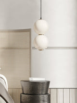Modern Stacked Double Globe Glass Pendant Light with Gold Finish and Integrated LED