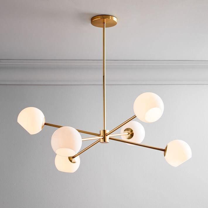 Modern Staggered Glass Orb Chandelier 6 Light Globe Candelabrum Ceiling Light