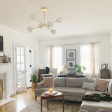 Modern Staggered Glass Orb Chandelier 6 Light Globe Candelabrum Ceiling Light
