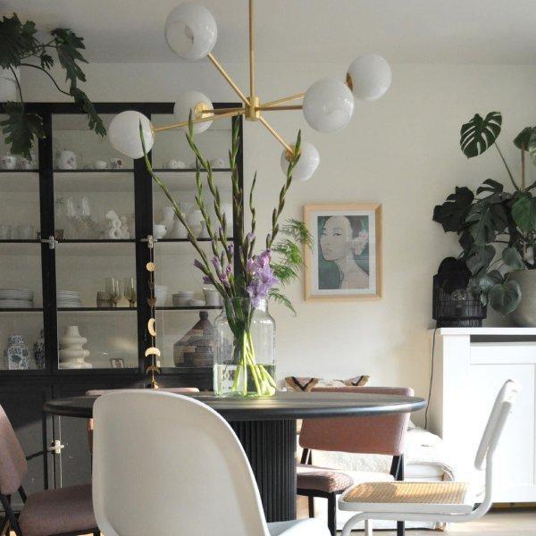 Modern Staggered Glass Orb Chandelier 6 Light Globe Candelabrum Ceiling Light