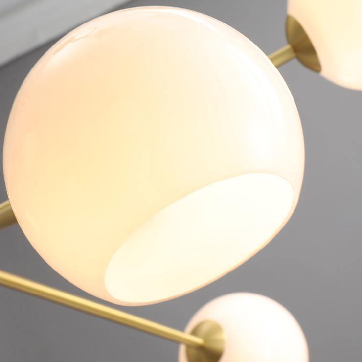 Modern Staggered Glass Orb Chandelier 6 Light Globe Candelabrum Ceiling Light