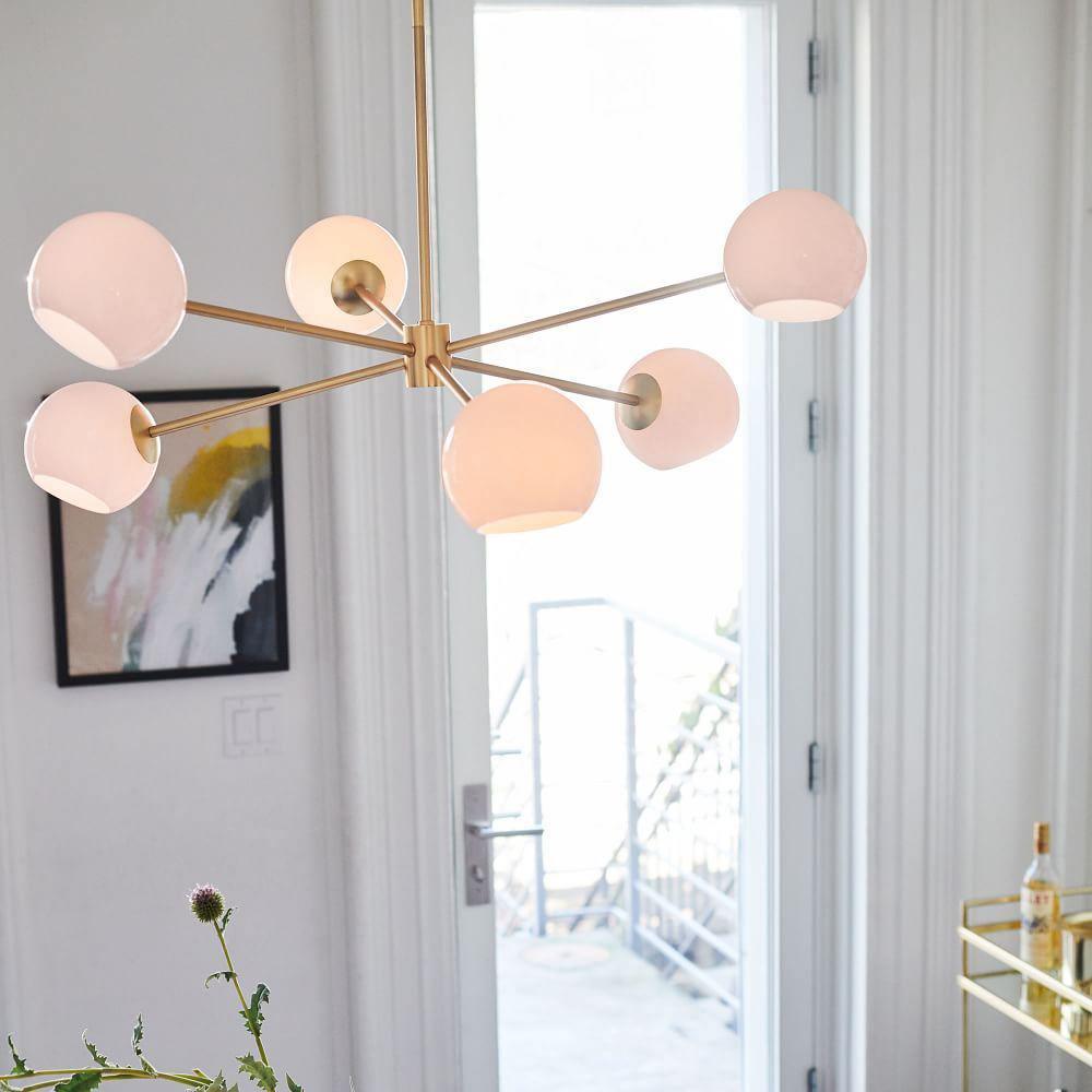 Modern Staggered Glass Orb Chandelier 6 Light Globe Candelabrum Ceiling Light