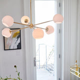 Modern Staggered Glass Orb Chandelier 6 Light Globe Candelabrum Ceiling Light