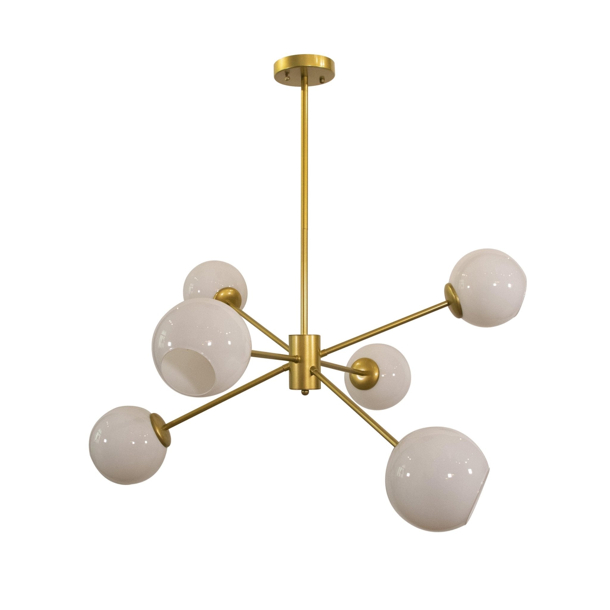 Modern Staggered Glass Orb Chandelier 6 Light Globe Candelabrum Ceiling Light