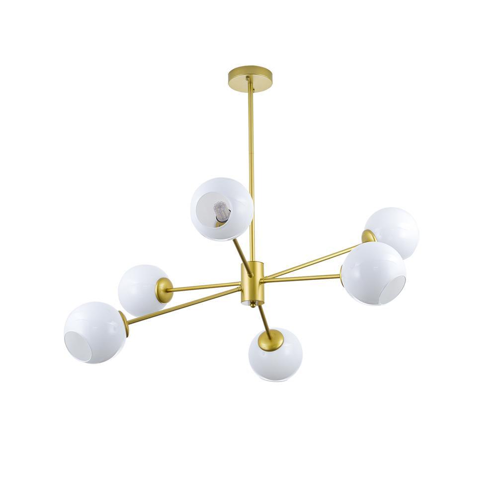 Modern Staggered Glass Orb Chandelier 6 Light Globe Candelabrum Ceiling Light