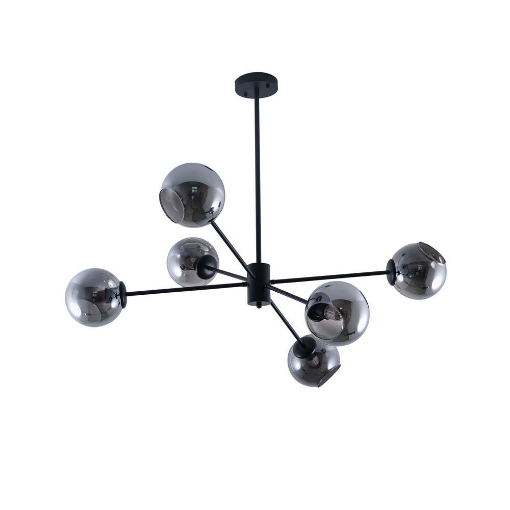 Modern Staggered Glass Orb Chandelier 6 Light Globe Candelabrum Ceiling Light