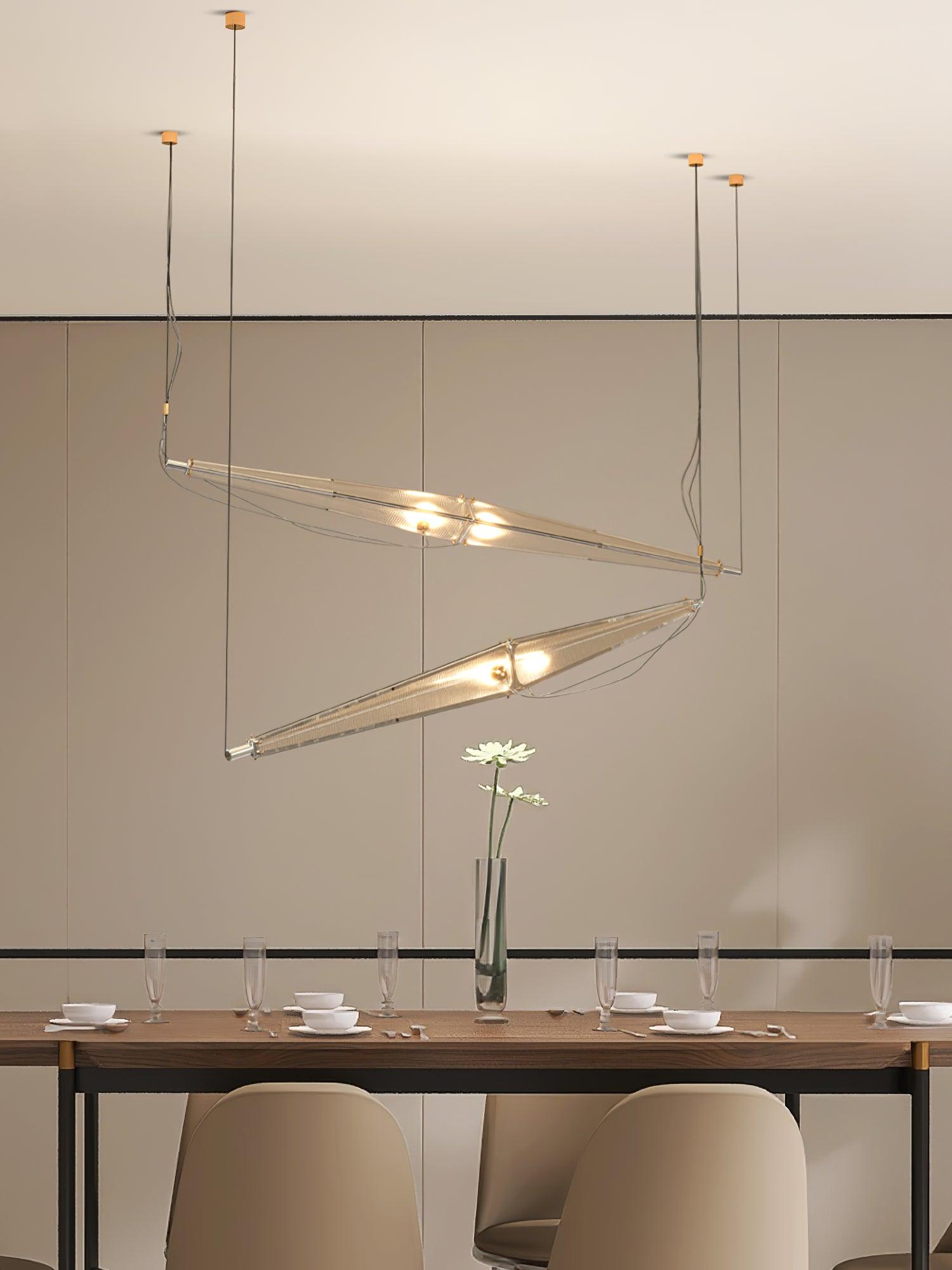Modern Stainless Steel Fragment Pendant Lamp with Wavy Acrylic Cone Shade for Contemporary Interiors