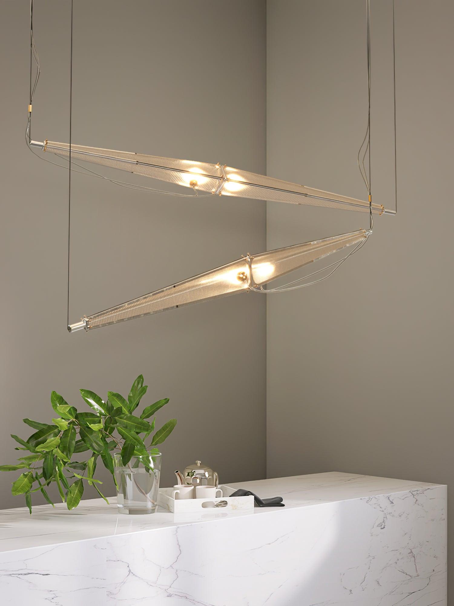 Modern Stainless Steel Fragment Pendant Lamp with Wavy Acrylic Cone Shade for Contemporary Interiors