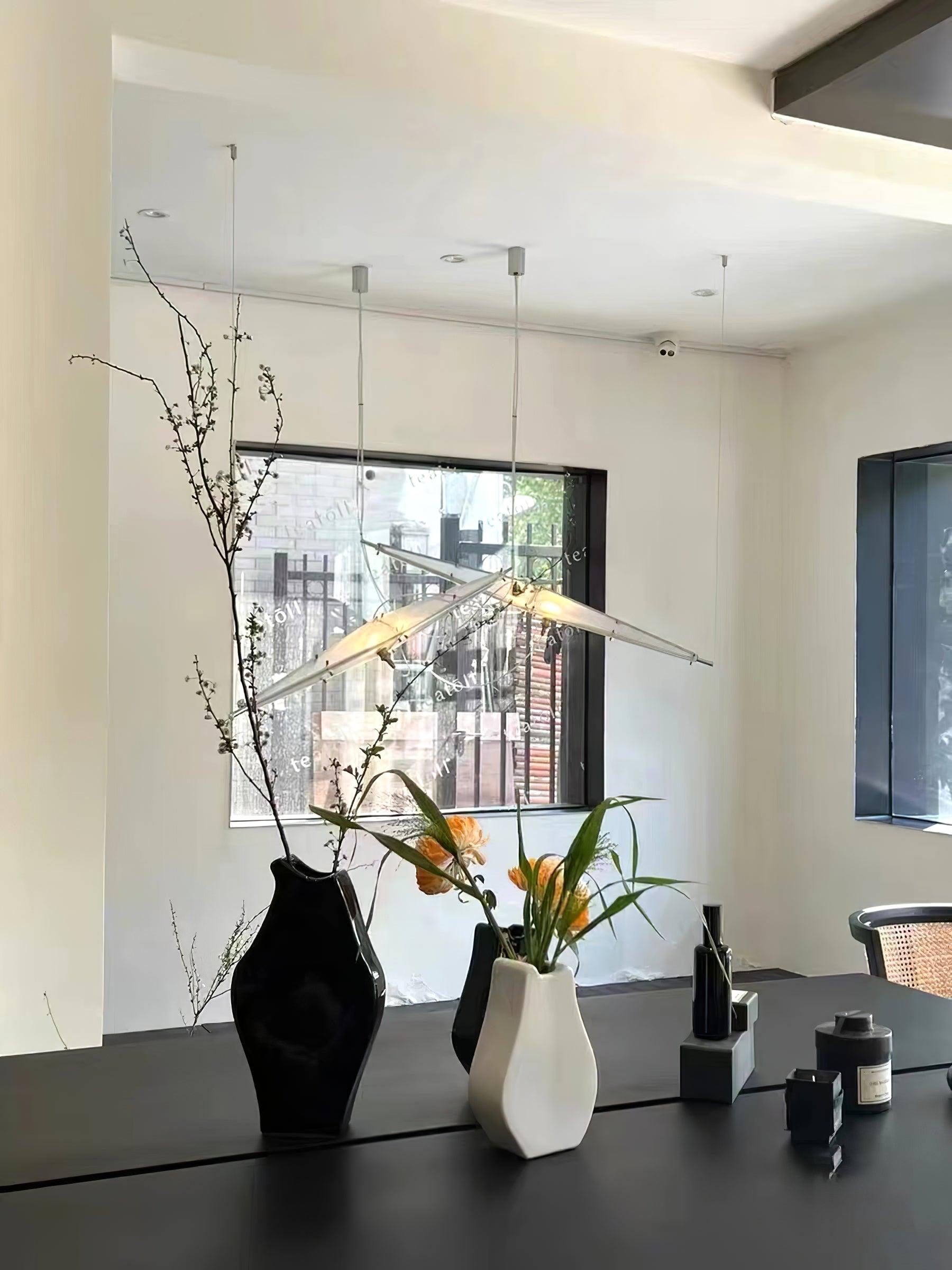 Modern Stainless Steel Fragment Pendant Lamp with Wavy Acrylic Cone Shade for Contemporary Interiors