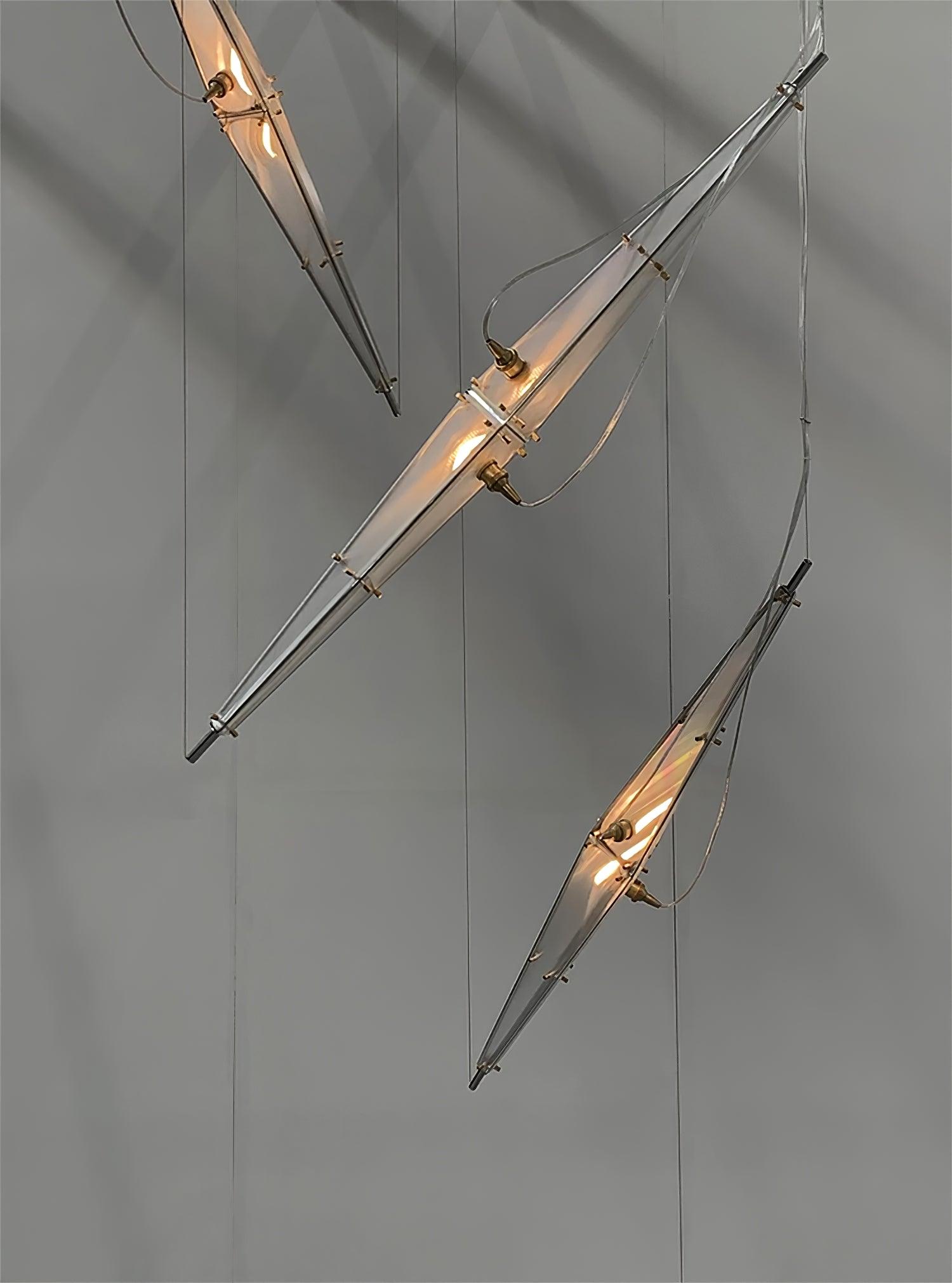 Modern Stainless Steel Fragment Pendant Lamp with Wavy Acrylic Cone Shade for Contemporary Interiors