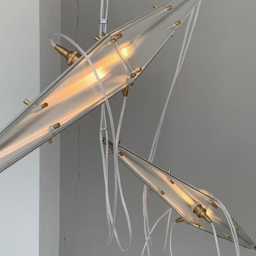 Modern Stainless Steel Fragment Pendant Lamp with Wavy Acrylic Cone Shade for Contemporary Interiors