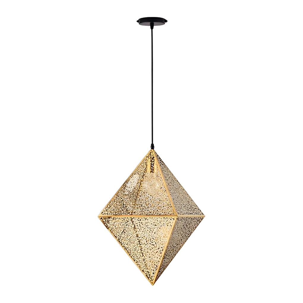 Modern Stainless Steel Geometric Polyhedral Pendant Light Hollow Art Deco Chandelier for Living Room