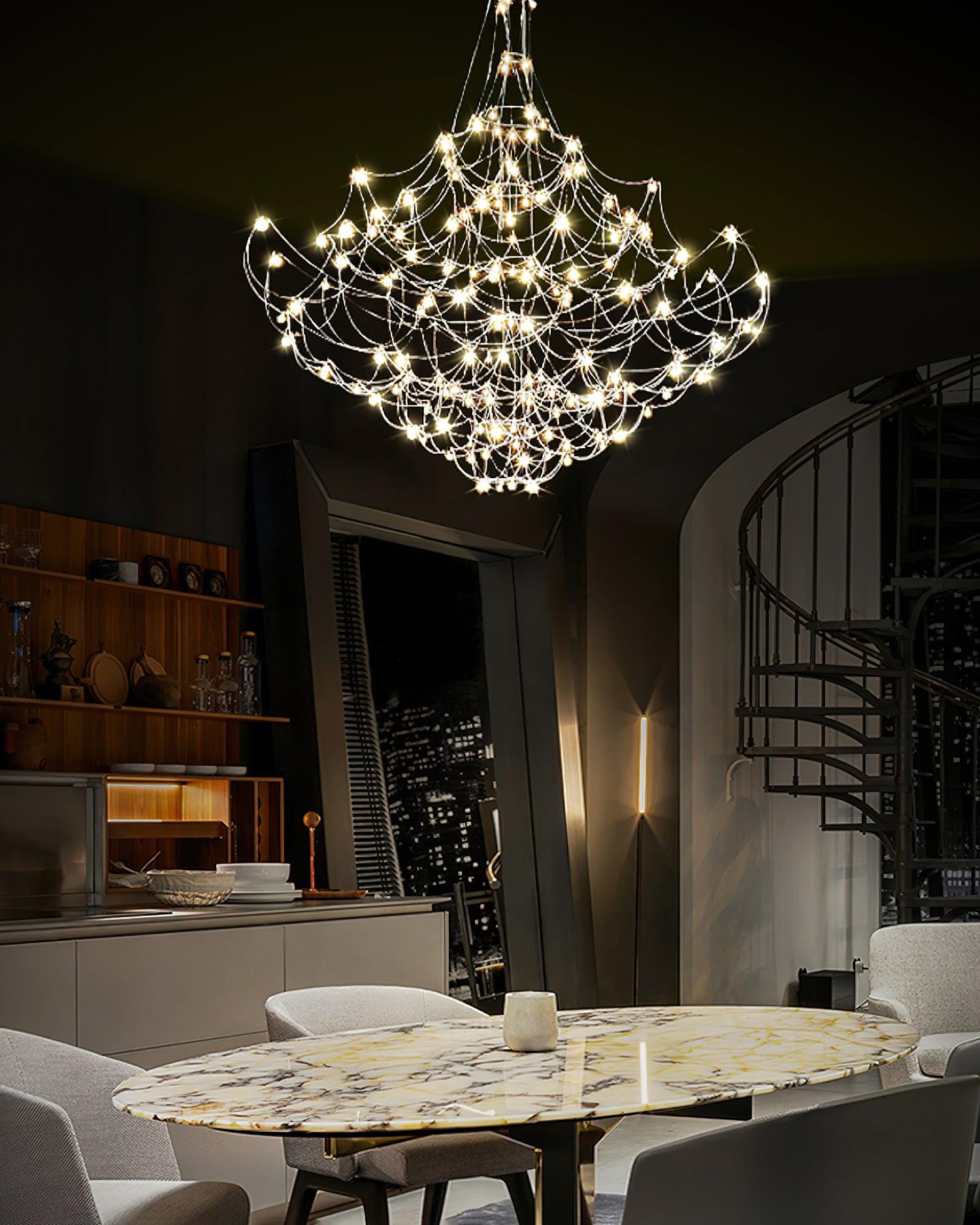 Modern Stainless Steel LED Electrolier Chandelier with Chrome Finish