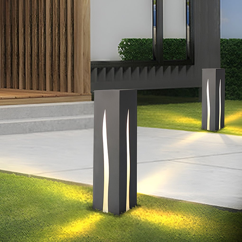 Modern Stainless Steel Square Outdoor Garden Post Lantern Waterproof Pathway Landscape Lighting