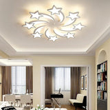 Modern Star Shaped LED Flush Mount Ceiling Light White Finish Dimmable Lighting for Bedroom and Living Room