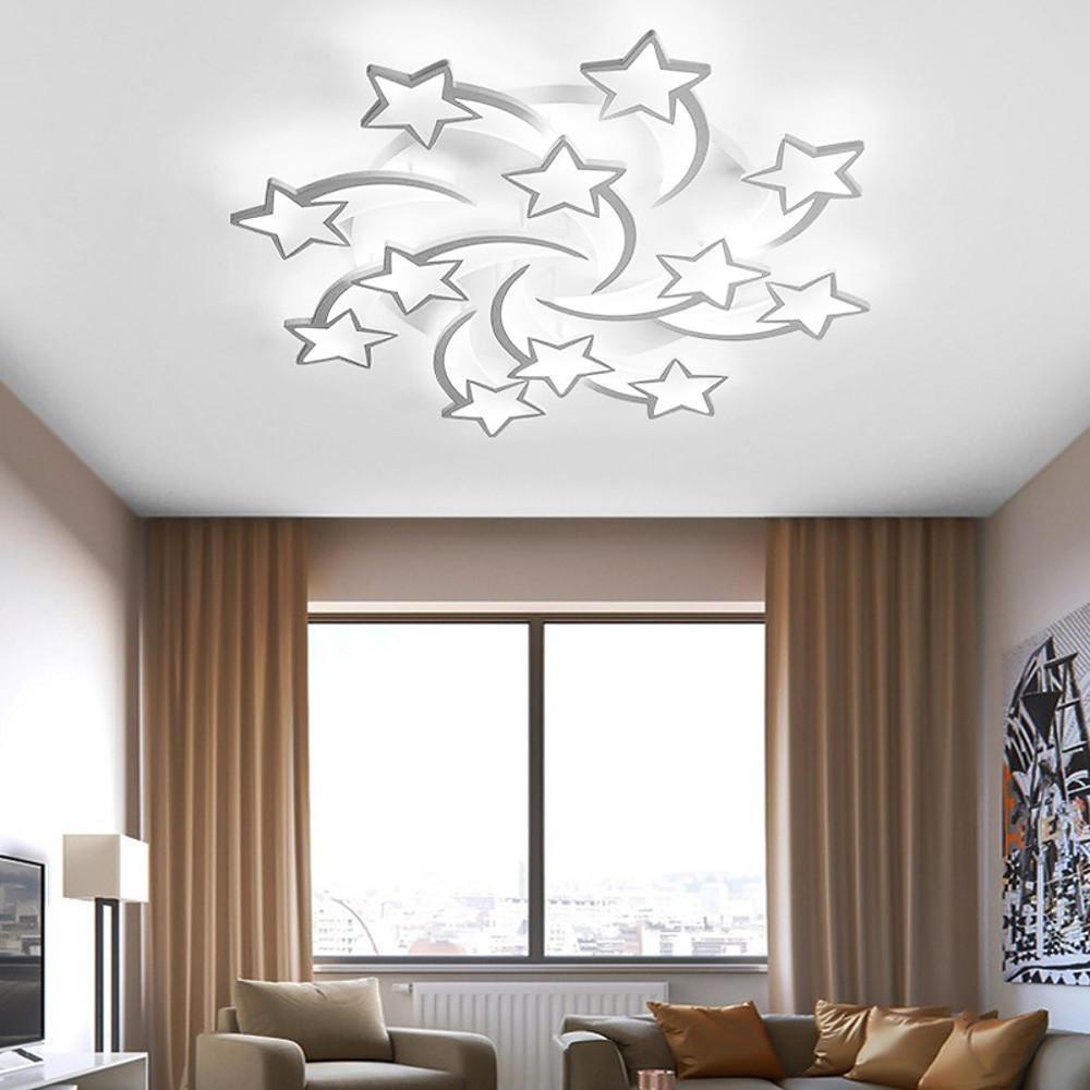 Modern Star Shaped LED Flush Mount Ceiling Light White Finish Dimmable Lighting for Bedroom and Living Room
