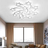 Modern Star Shaped LED Flush Mount Ceiling Light White Finish Dimmable Lighting for Bedroom and Living Room