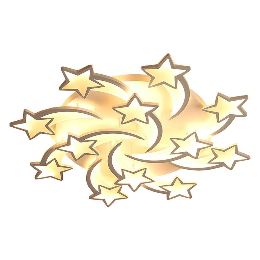 Modern Star Shaped LED Flush Mount Ceiling Light White Finish Dimmable Lighting for Bedroom and Living Room