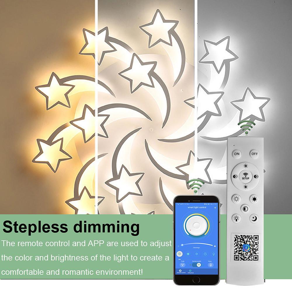 Modern Star Shaped LED Flush Mount Ceiling Light White Finish Dimmable Lighting for Bedroom and Living Room