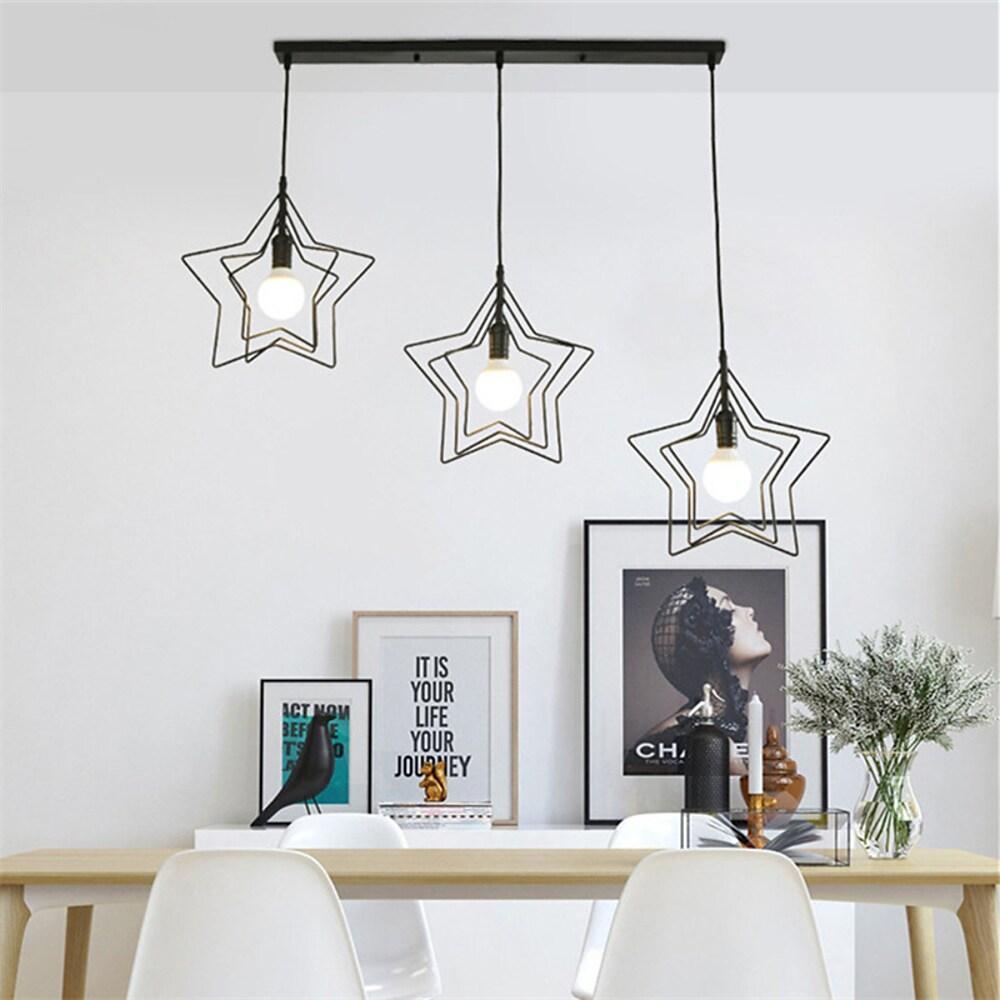 Modern Star Shaped Metal Pendant Lighting Geometric Celestial Chandelier for Dining Room and Bedroom