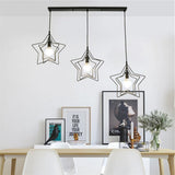 Modern Star Shaped Metal Pendant Lighting Geometric Celestial Chandelier for Dining Room and Bedroom