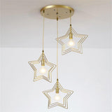 Modern Star Shaped Metal Pendant Lighting Geometric Celestial Chandelier for Dining Room and Bedroom