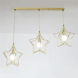Modern Star Shaped Metal Pendant Lighting Geometric Celestial Chandelier for Dining Room and Bedroom