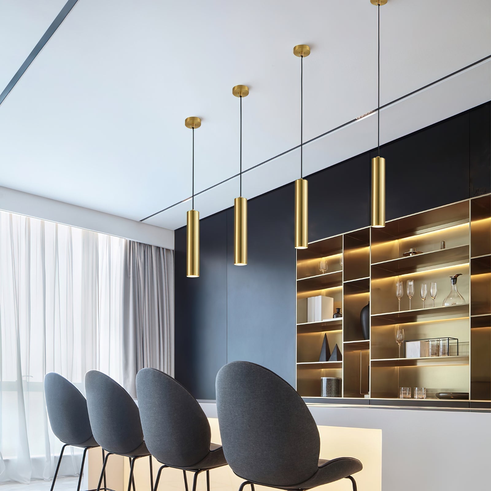 Modern Streamline Cylinder LED Pendant Light for Kitchen Island and Dining Room Minimalist Hanging Lamp