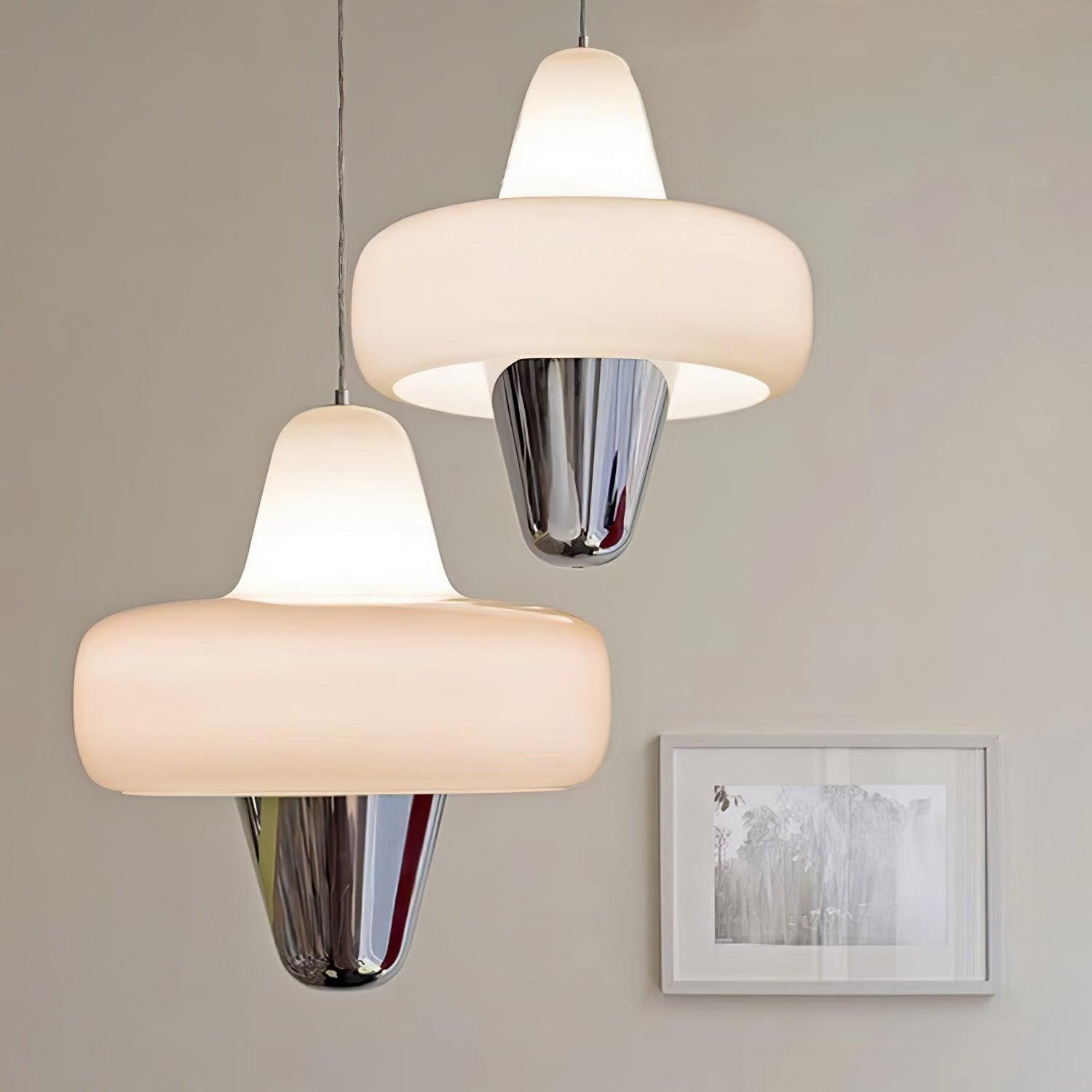Modern Swan Glass Pendant Light with Ballerina Inspired Tutu Design and Chrome Finish