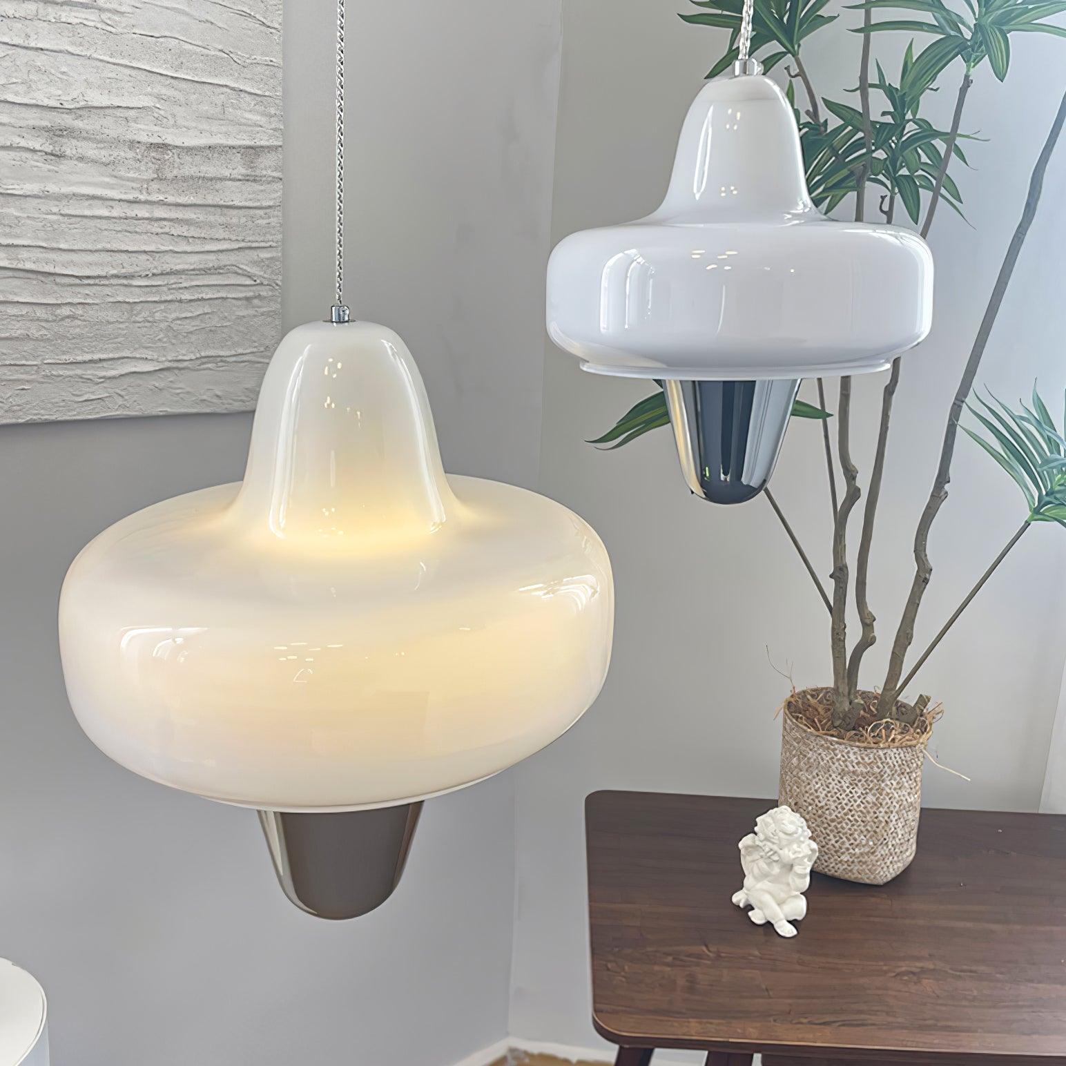 Modern Swan Glass Pendant Light with Ballerina Inspired Tutu Design and Chrome Finish